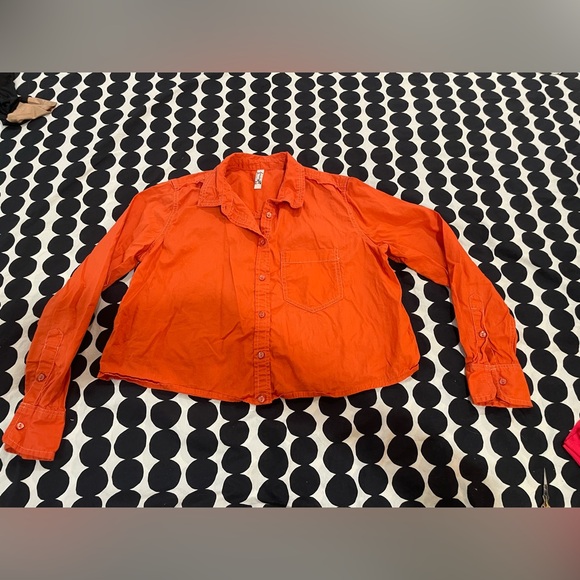 Free People Tops - Intimately FREE PEOPLE Cropped Orange Button Down, sz XS